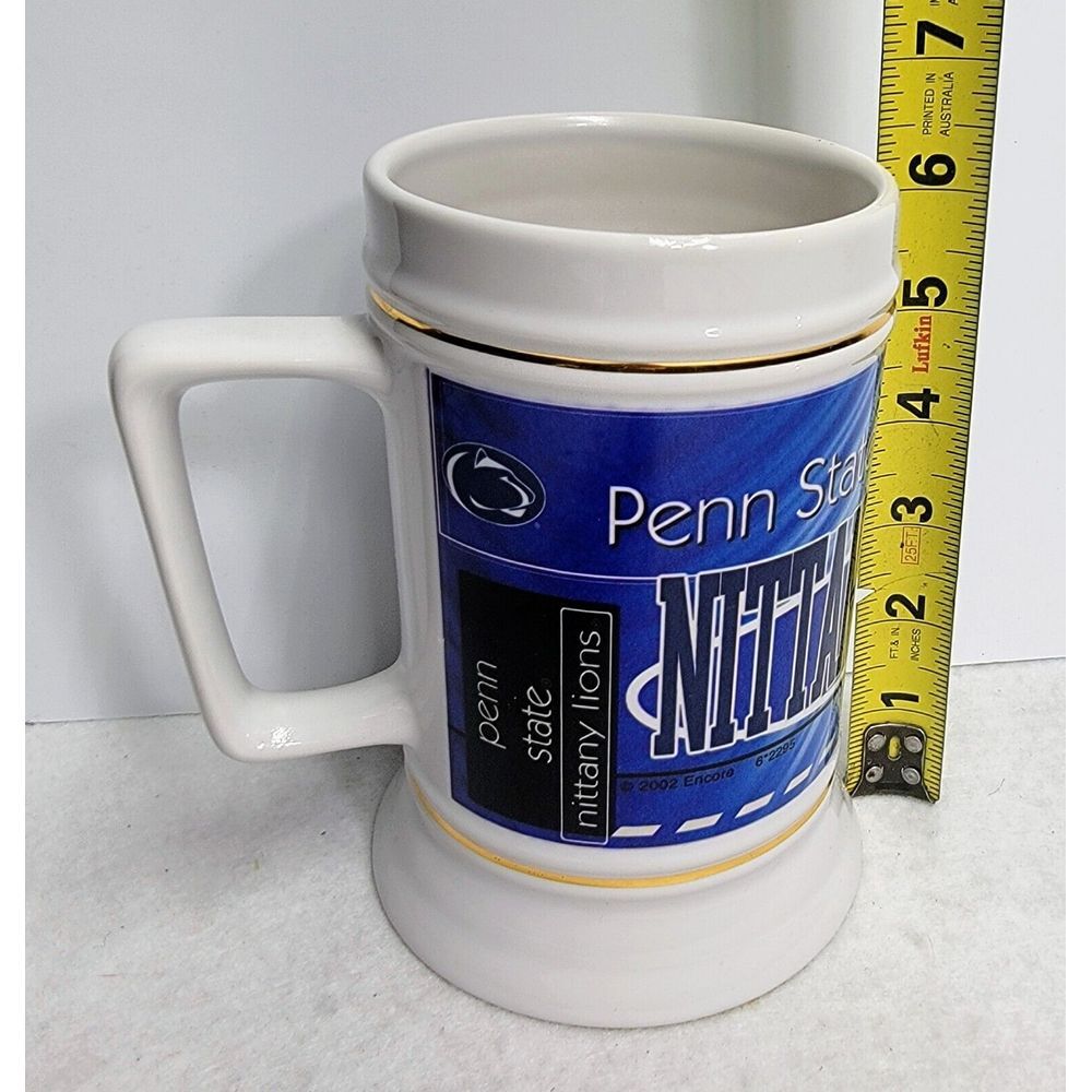 Vintage Penn State PSU‎ Stein Mug 1986 Graphic All Around Print Gold Accents - Picture 7 of 7